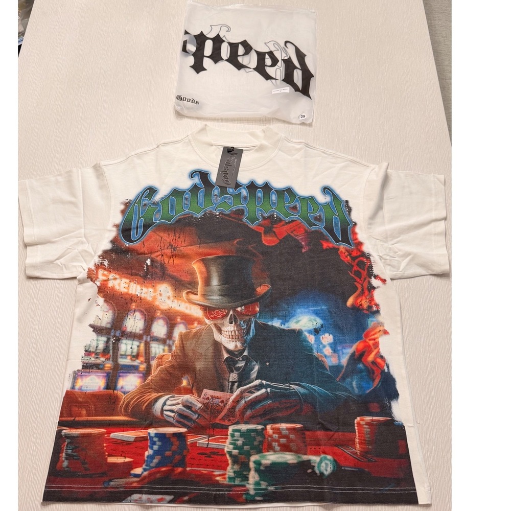 Godspeed Rarity Collection MMXXIII Skull Gambler Graphic Tee White Large 134/200
